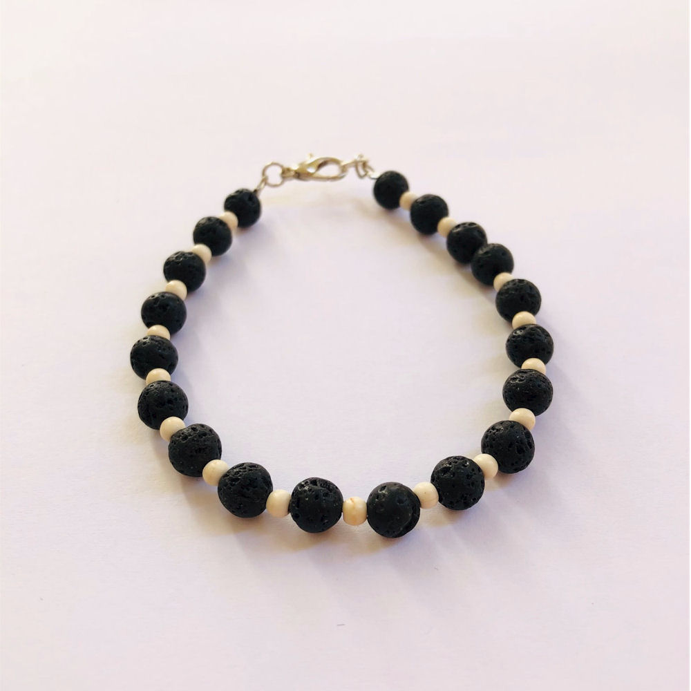 Black lava and white agate